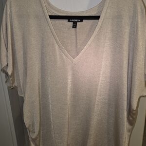 Express Women's Gold V-Neck Short Sleeve Top